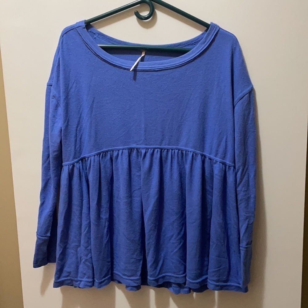 Free People Forever Your Girl Babydoll Blue Top - Picture 5 of 13